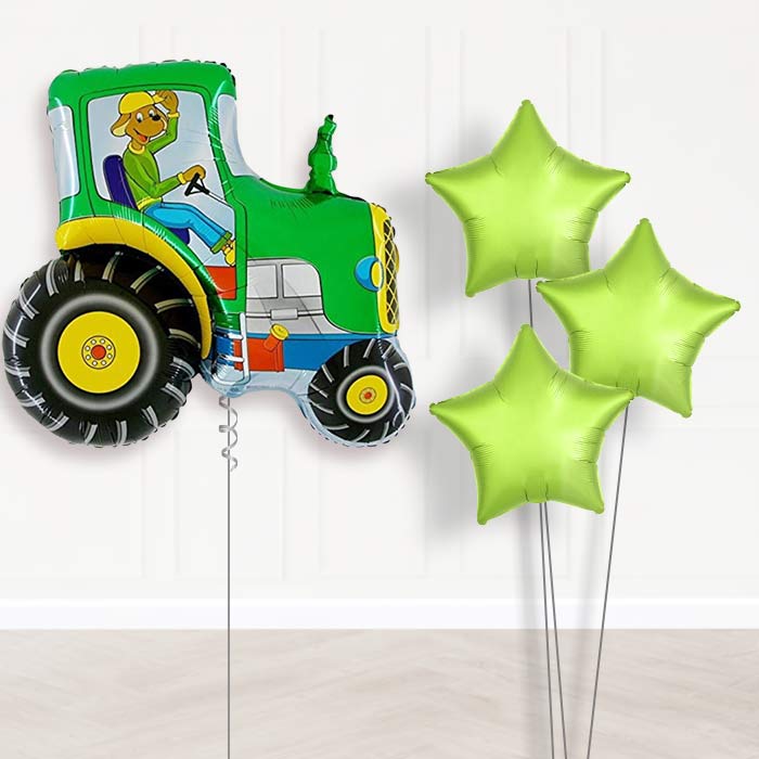 Tractor Inflated Helium Balloons Delivered - Plain Bouquet | Party Save Smile