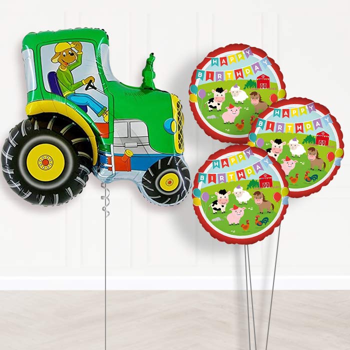 Tractor Inflated Helium Balloons Delivered - Themed Bouquet | Party Save Smile