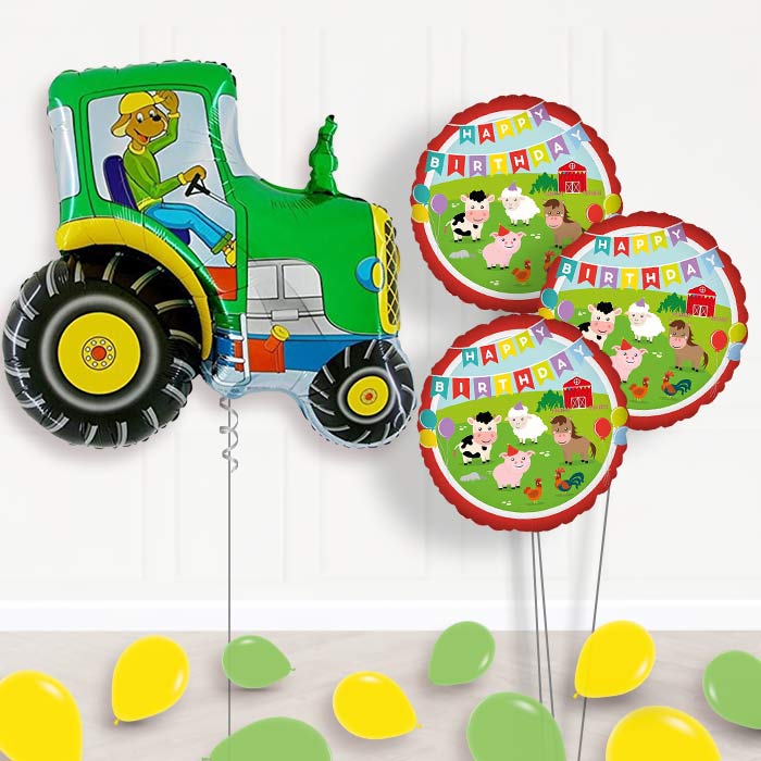 Tractor Inflated Helium Balloons Delivered - Themed Bouquet and Latex | Party Save Smile