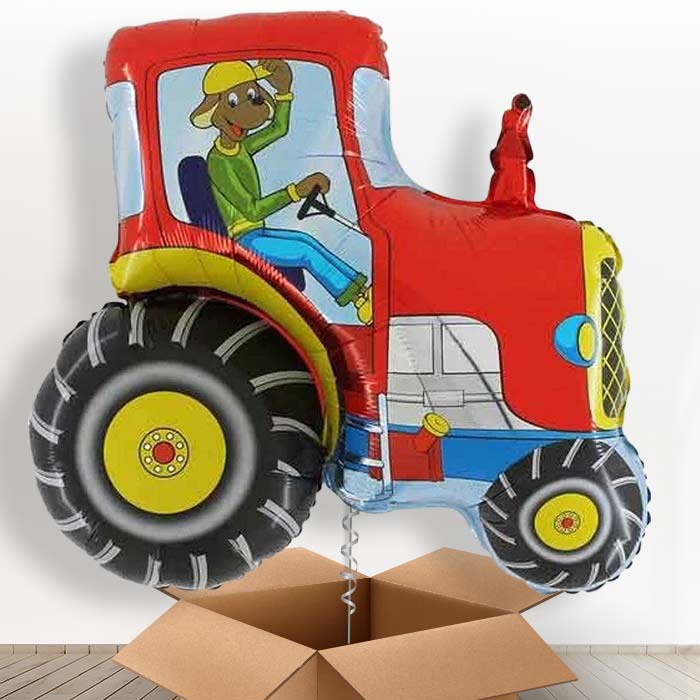 Red Tractor Shaped Helium Balloon in a Box - 1 x Giant Balloon | Party Save Smile