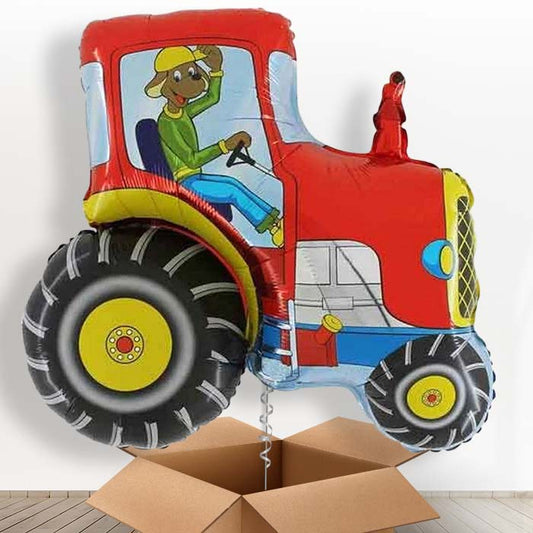 Red Tractor Shaped Helium Balloon in a Box - 1 x Giant Balloon | Party Save Smile