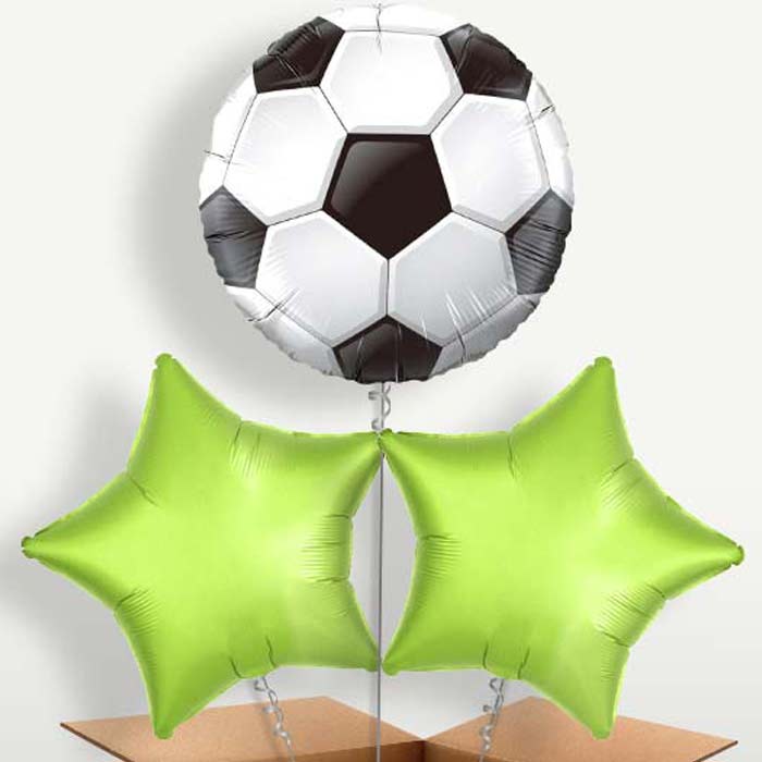 Football Design Trio Balloon Bunch inflated with Helium | Party Save Smile