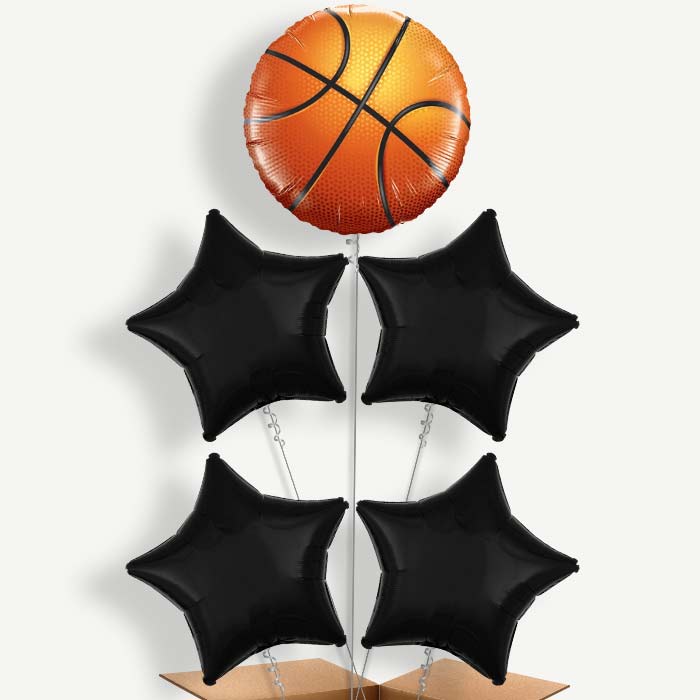 Basketball Balloon Cluster Inflated with Helium | Party Save Smile