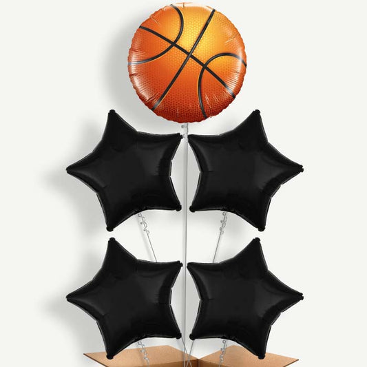 Basketball Balloon Cluster Inflated with Helium | Party Save Smile