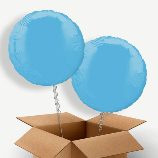 Baby Blue Plain Circle Helium Balloon Two | Party Save Smile