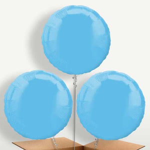 Baby Blue Plain Circle Bunch of Balloons Inflated with Helium (Trio)