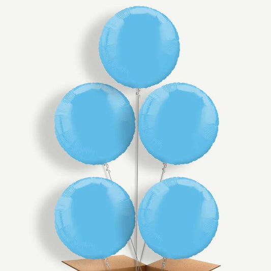 Baby Blue Plain Circle Balloon Cluster Inflated with Helium | Party Save Smile