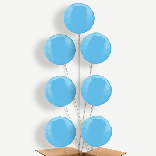 Baby Blue Plain Circle Helium Balloon Arrangement | Party Save Smile