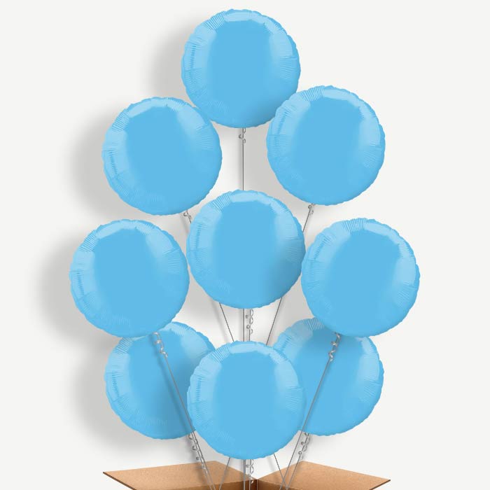 Baby Blue Plain Circle Helium Balloon Bundle | Party Save Smile