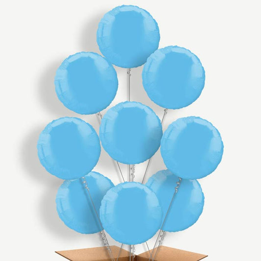 Baby Blue Plain Circle Helium Balloon Bundle | Party Save Smile
