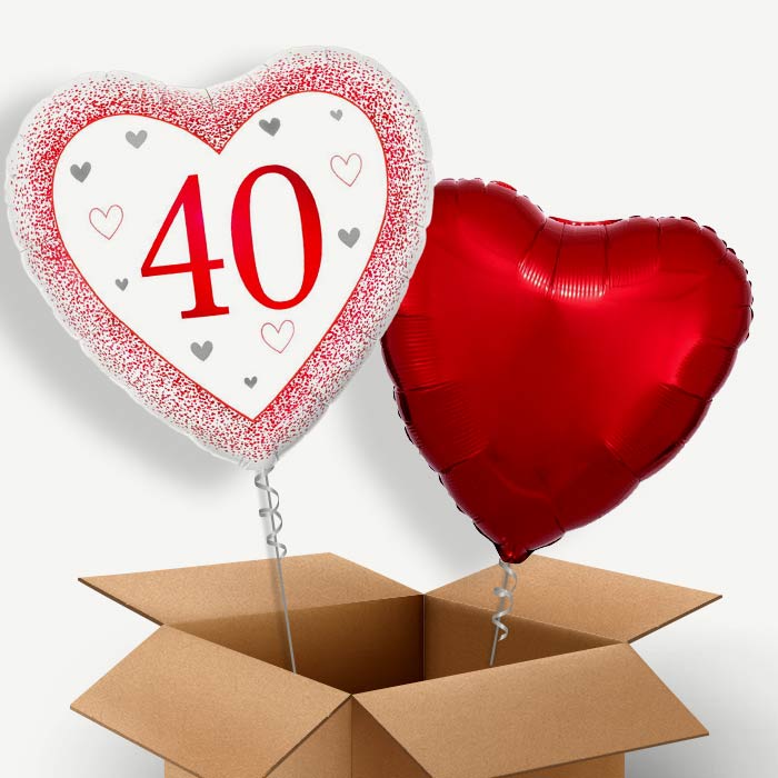 Ruby Happy 40th Anniversary Heart Helium Balloon Couple | Party Save Smile