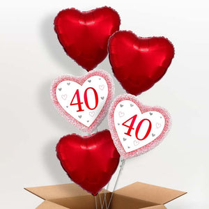Ruby Happy 40th Anniversary Heart Helium Balloon in a Box