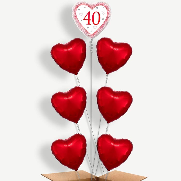Ruby Happy 40th Anniversary Heart Balloon Arrangement | Party Save Smile