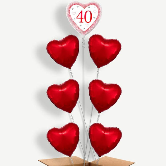 Ruby Happy 40th Anniversary Heart Balloon Arrangement | Party Save Smile