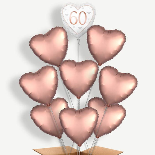 Diamond Happy 60th Anniversary Heart Helium Balloon Bundle | Party Save Smile