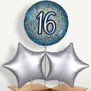 Navy & Gold 16th Birthday Balloon Bunches (Trio)