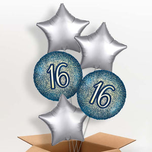Navy and Gold 16th Birthday Helium Balloon in a Box