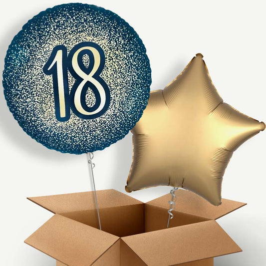 Navy and Gold 18th Birthday Helium Balloon Pair | Party Save Smile