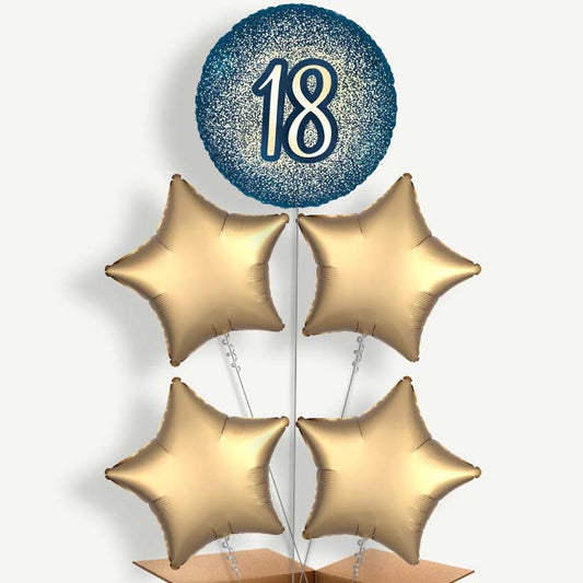 Navy & Gold 18th Birthday Helium Cluster Balloons | Party Save Smile