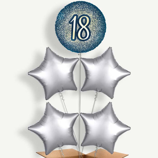 Navy & Gold 18th Birthday Helium Cluster Balloons | Party Save Smile