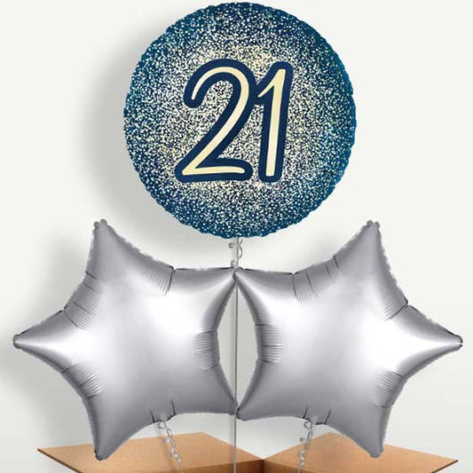 Navy & Gold 21st Birthday Balloon Bunches | Party Save Smile