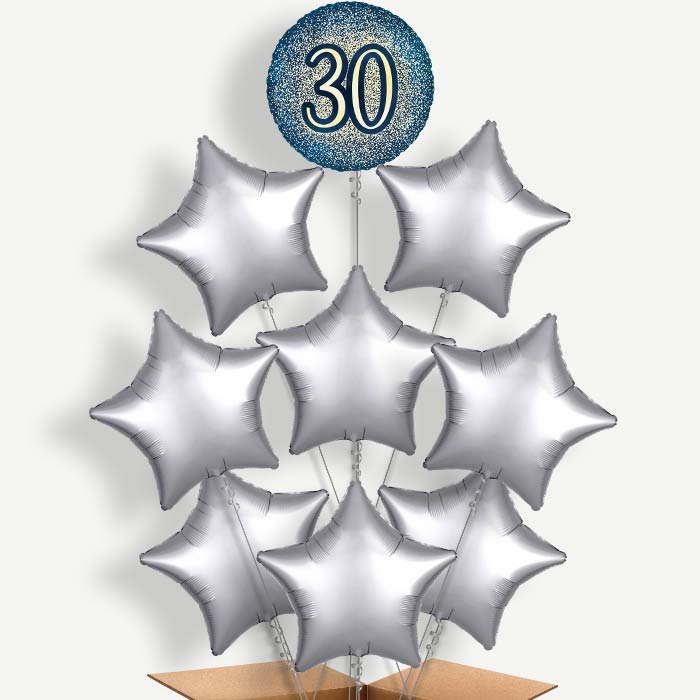 Navy & Gold 30th Birthday Helium Balloon Bundle | Party Save Smile