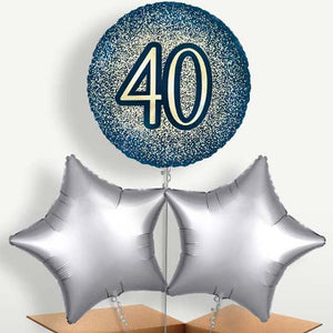 Navy & Gold 40th Birthday Balloon Bunches (Trio)