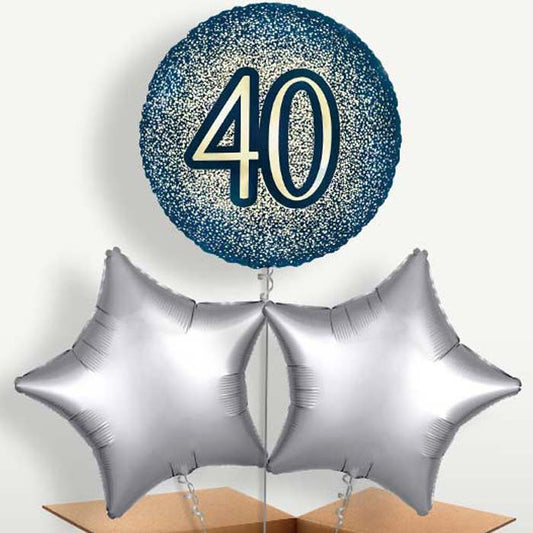 Navy & Gold 40th Birthday Balloon Bunches | Party Save Smile