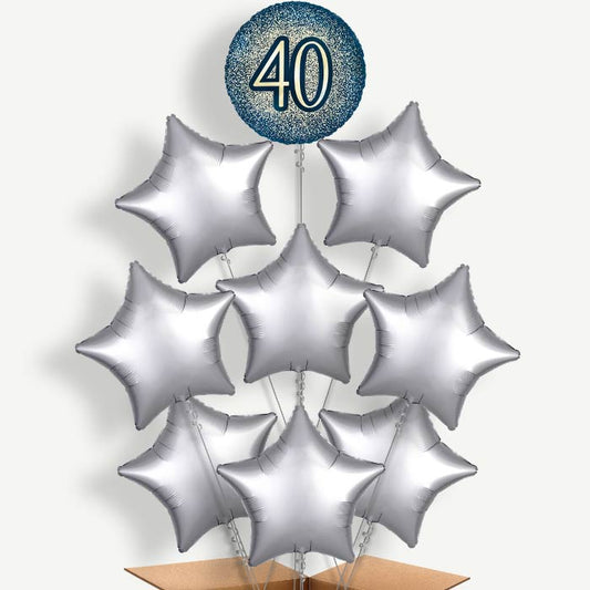 Navy & Gold 40th Birthday Helium Balloon Bundle | Party Save Smile