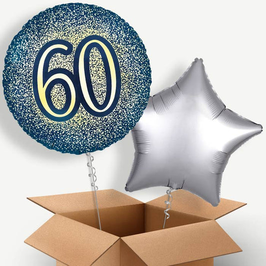 Navy and Gold 60th Birthday Helium Balloon Pair | Party Save Smile
