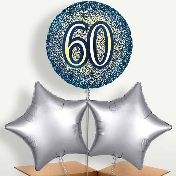 Navy & Gold 60th Birthday Balloon Bunches | Party Save Smile