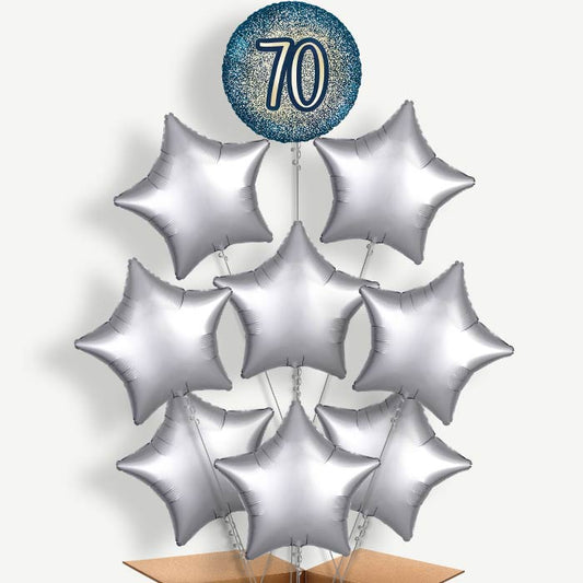 Navy & Gold 70th Birthday Helium Balloon Bundle | Party Save Smile