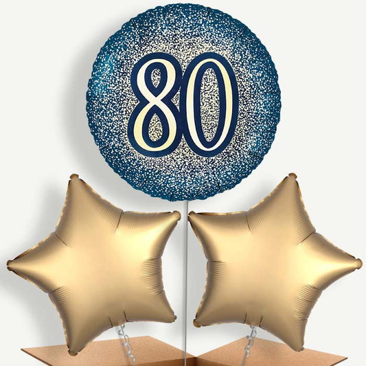 Navy & Gold 80th Birthday Balloon Bunches | Party Save Smile