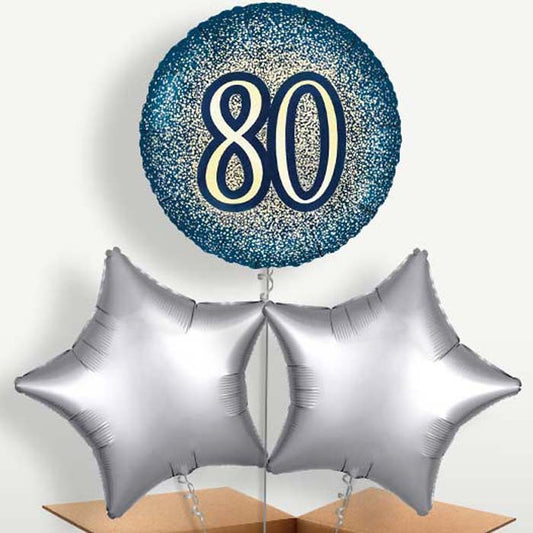 Navy & Gold 80th Birthday Balloon Bunches | Party Save Smile