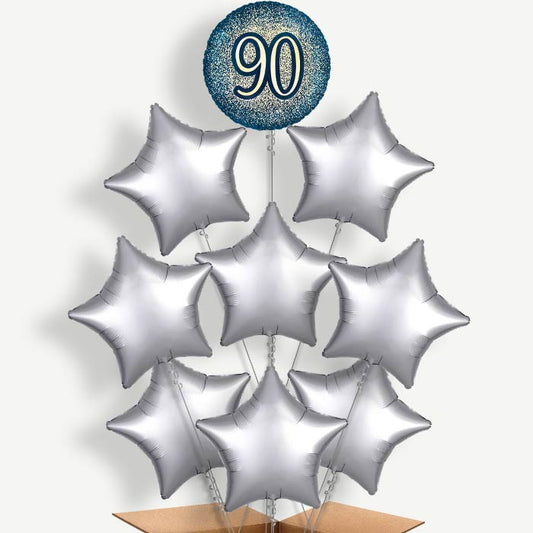 Navy & Gold 90th Birthday Helium Balloon Bundle | Party Save Smile