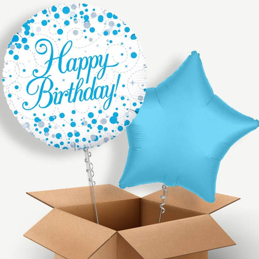 Blue and White Birthday Helium Balloon Duo | Party Save Smile