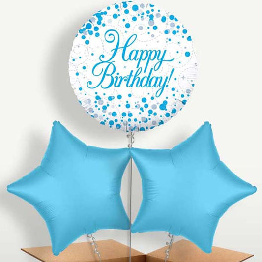 Blue & White Birthday Bunch of Balloons inflated with Helium | Party Save Smile