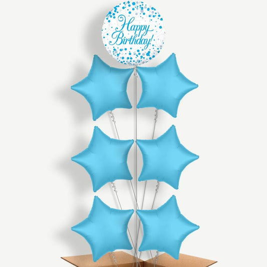 Blue & White Birthday Helium Balloon Arrangement | Party Save Smile