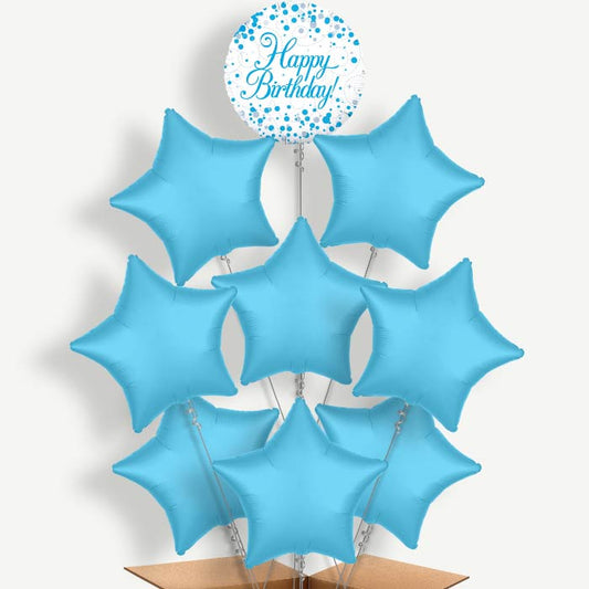 Blue & White Birthday Helium Balloon Bundle | Party Save Smile