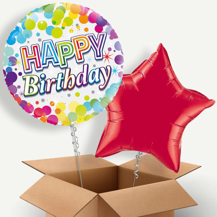 Rainbow Confetti Birthday Helium Balloon Couple | Party Save Smile