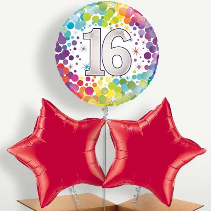Multicoloured 16 Birthday Balloon Bunches | Party Save Smile
