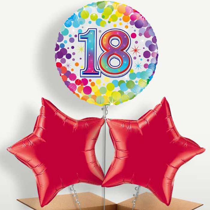 Rainbow 18th Birthday Trio Balloon Bunch | Party Save Smile