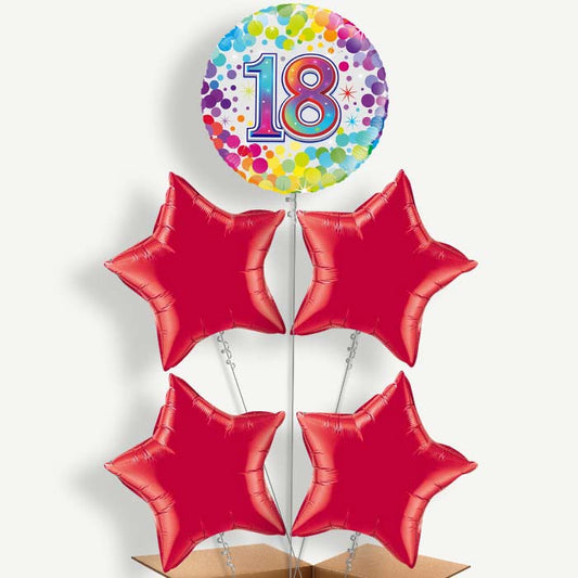 Rainbow 18th Birthday Helium Cluster Balloons | Party Save Smile