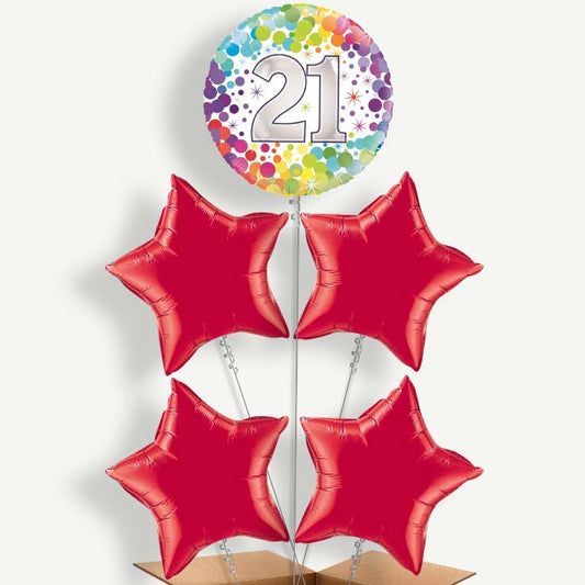 Rainbow 21st Birthday Helium Cluster Balloons | Party Save Smile