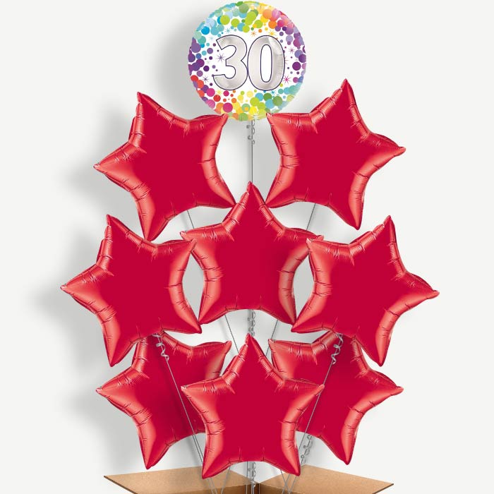 Rainbow 30th Birthday Helium Balloon Bundle | Party Save Smile