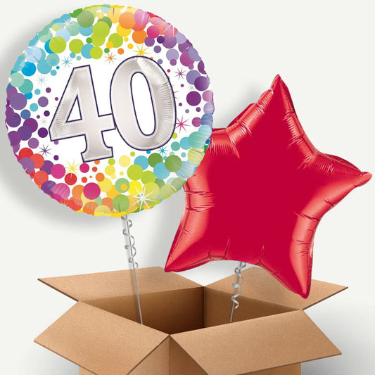 Rainbow 40th Birthday Helium Balloon Couple | Party Save Smile