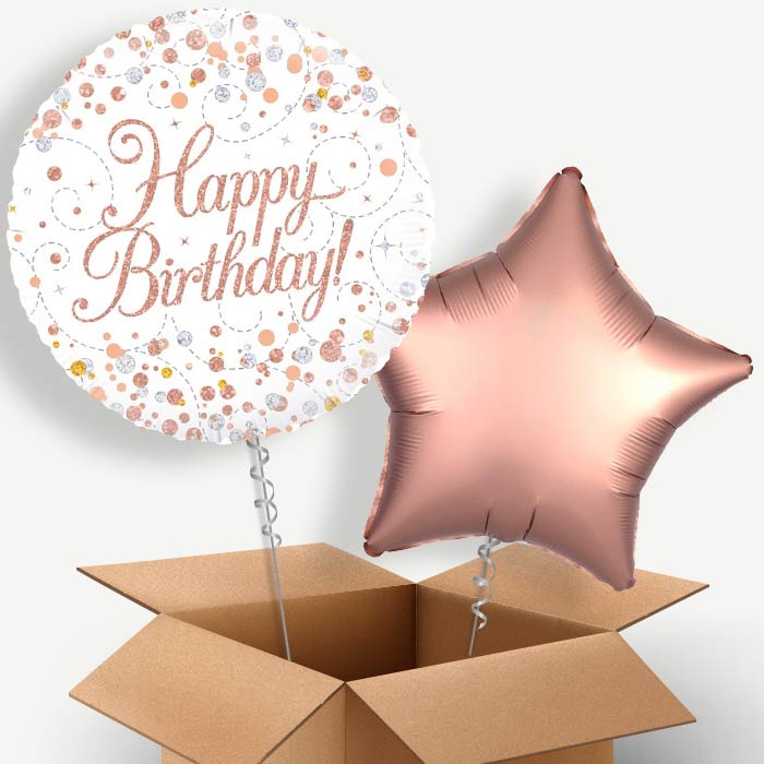 Rose Gold Birthday Helium Balloon Couple | Party Save Smile