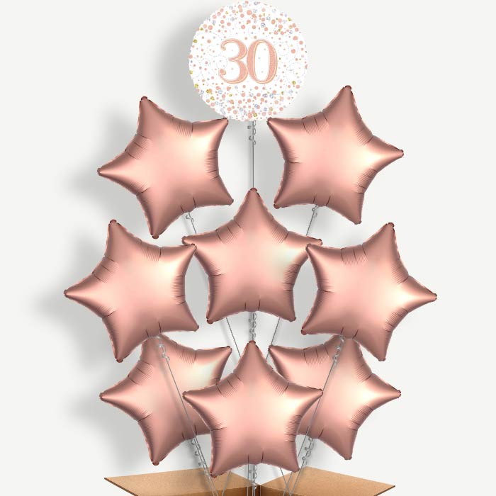 Rose Gold & White 30th Birthday Helium Balloon Bundle | Party Save Smile