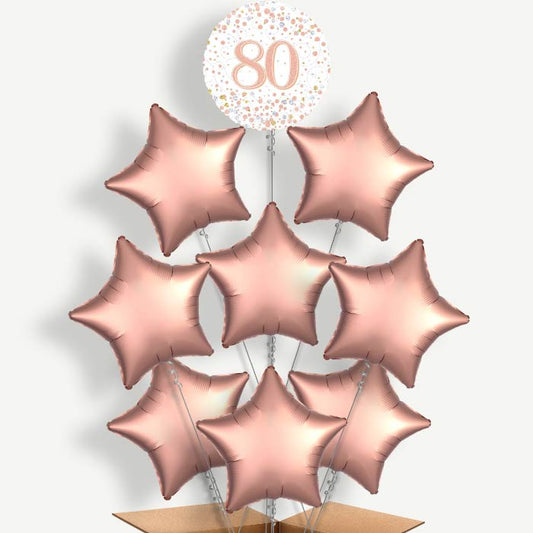 Rose Gold & White 80th Birthday Helium Balloon Bundle | Party Save Smile