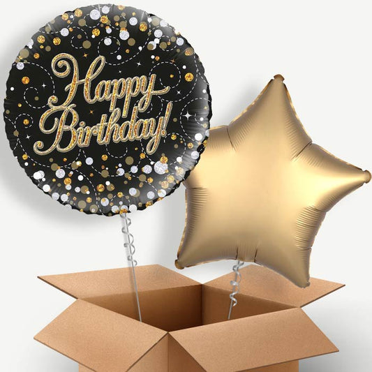 Black and Gold Holographic Birthday Helium Balloon Two | Party Save Smile